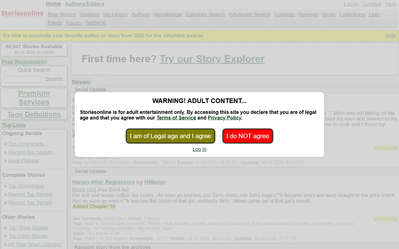 Screenshot of Storiesonline